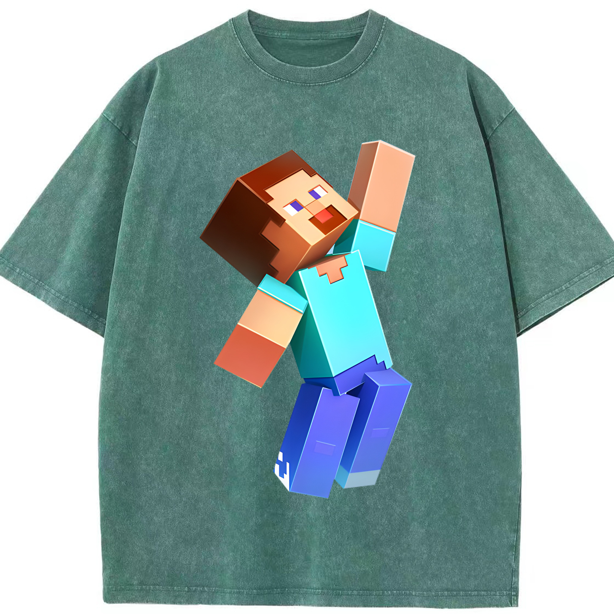 （画像用） マインクラフト ブロックの世界 Minecraft MC Block world 綿100% ヴィンテージ風 半袖Tシャツ（フロントプリント）